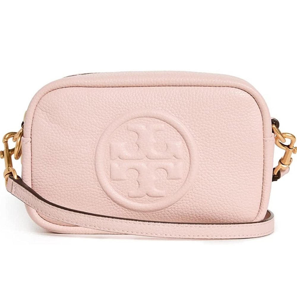❤️ NWT Tory Burch Perry Bombe Mini Leather Crossbody Bag SHELL Pink AUTHENTIC